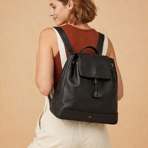 Tommy Hilfiger Women's Black Faux Leather Drawstring Mini Backpack